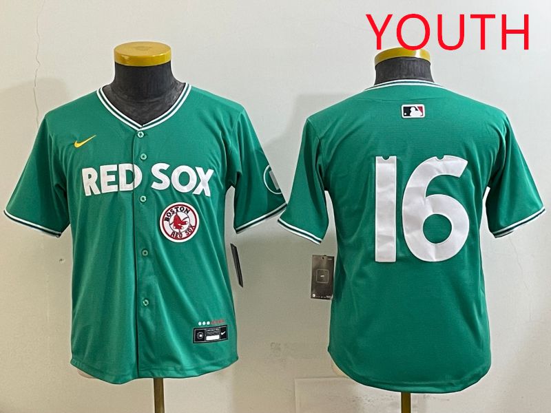 Youth Boston Red Sox #16 No Name Green Joint Name Nike 2025 MLB Jersey style 2->youth mlb jersey->Youth Jersey